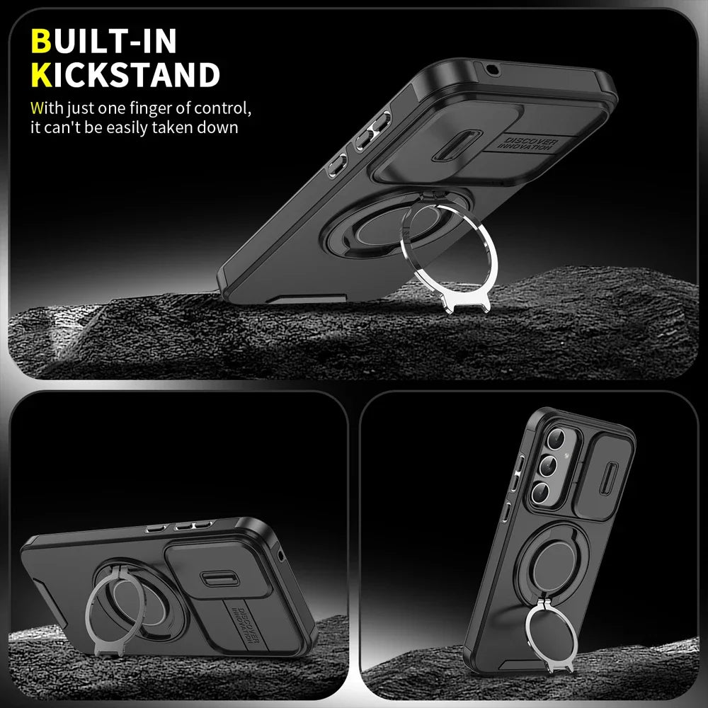 Coque Magnétique Armor Samsung – Anneau Rotatif & Protection Caméra